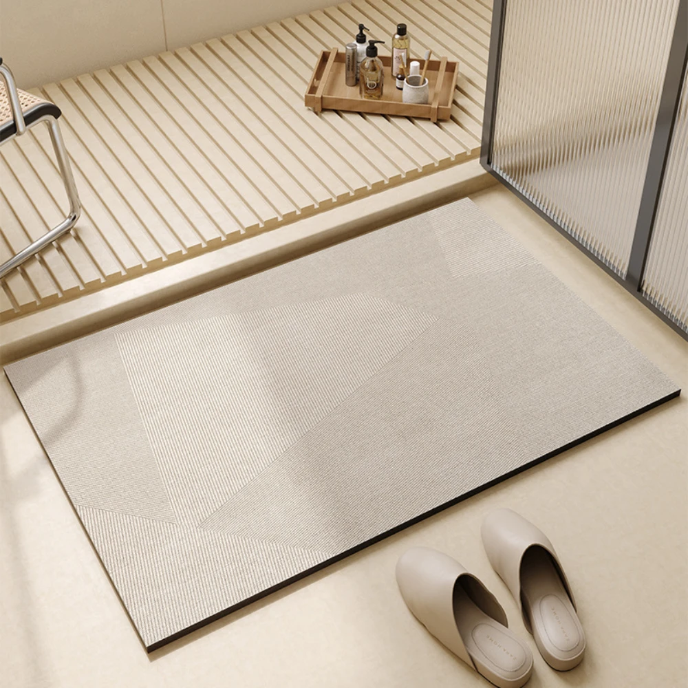 Bamboo Bath Mat - سجادة حمام من الدياتوم بخطوط هندسية