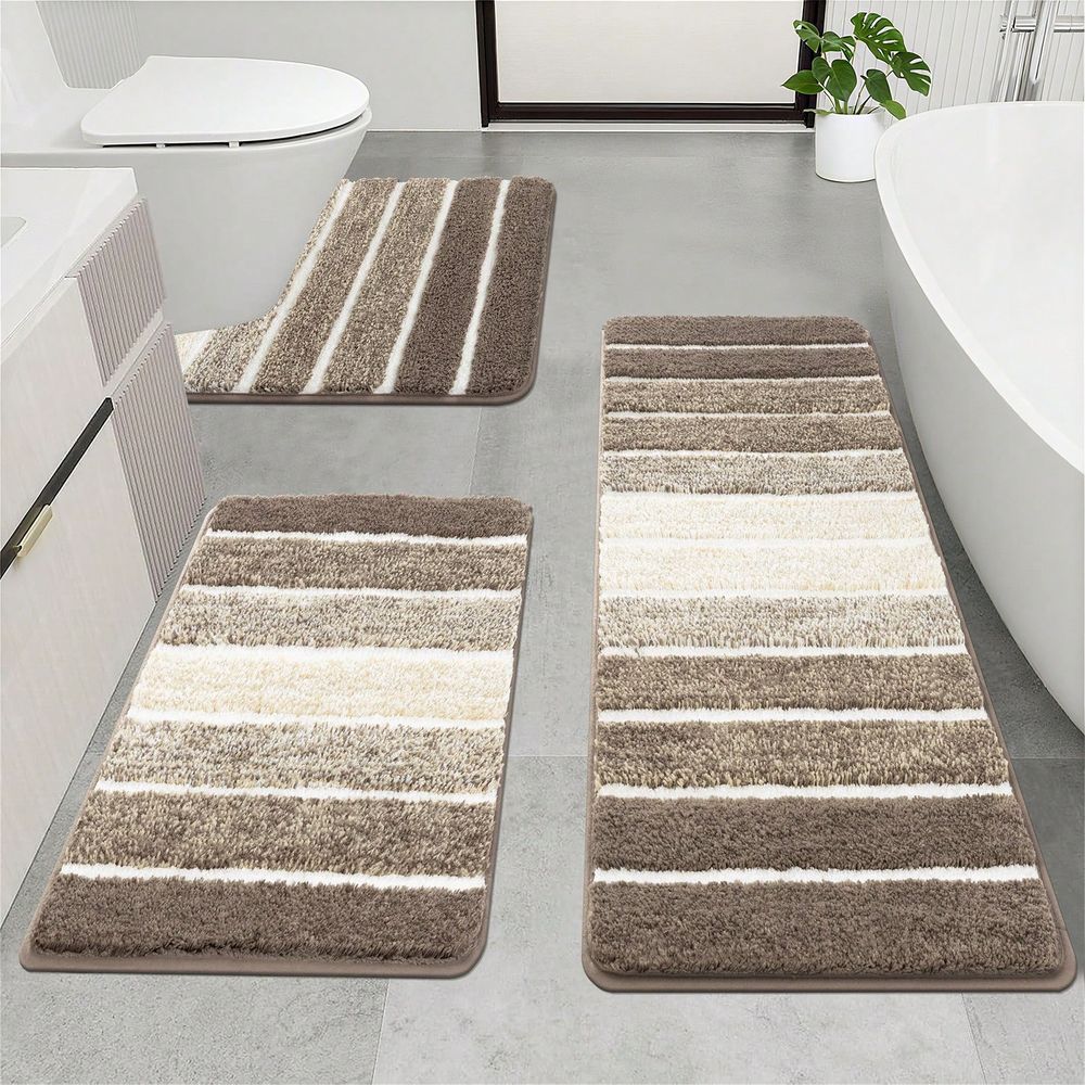 Bamboo Bath Mat - طقم سجاد حمام من 3 قطع،