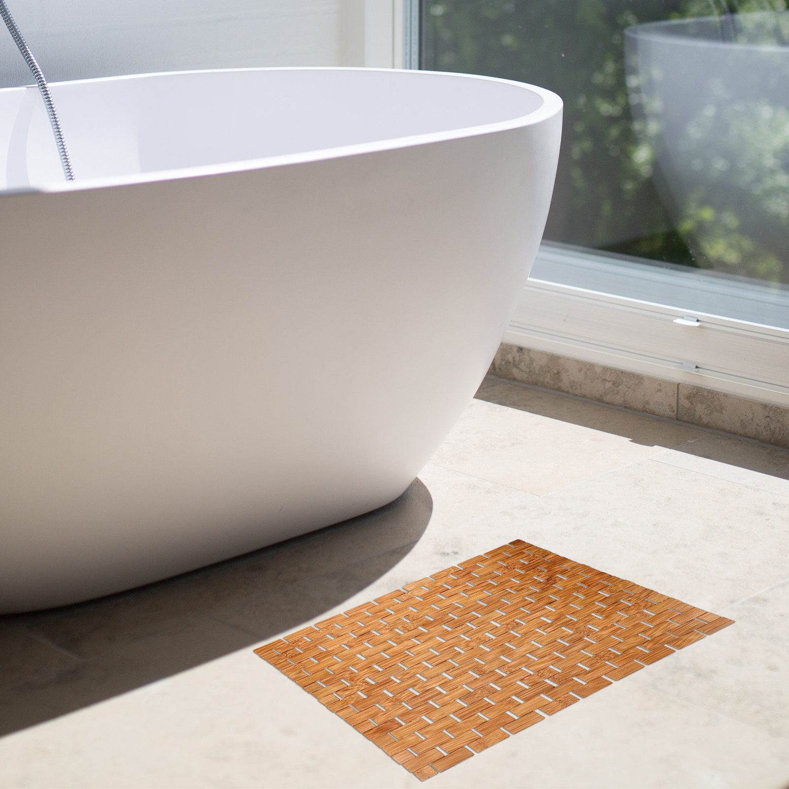 Bamboo Bath Mat - سجادة حمام من الخيزران مربعة الشكل