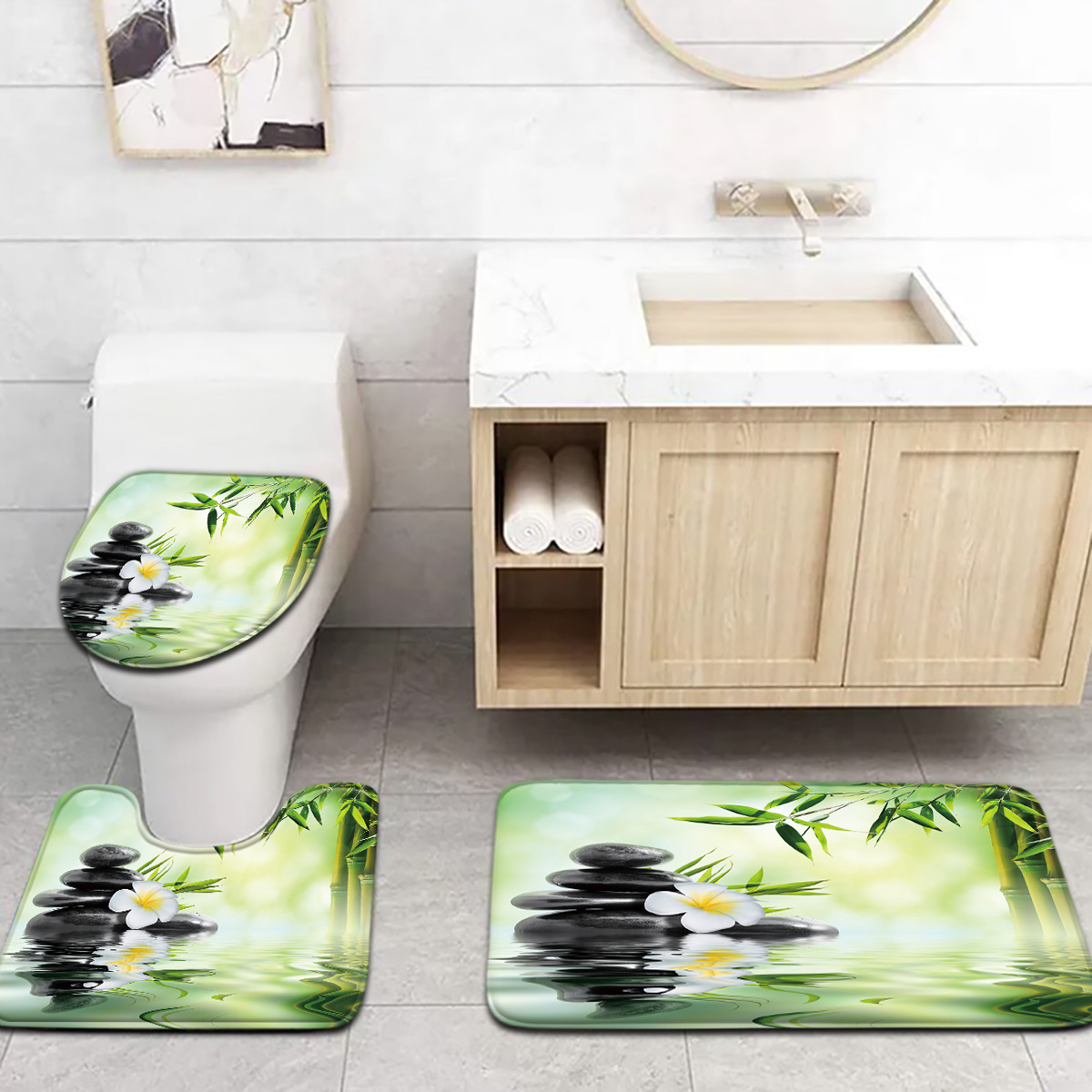 طقم مقعد المرحاض وحصيرة الحمام - مراجعة Bamboo Bath Mat وسعره